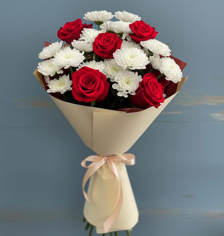 Букет цветов из: Розы и Хризантемы в Койгородке