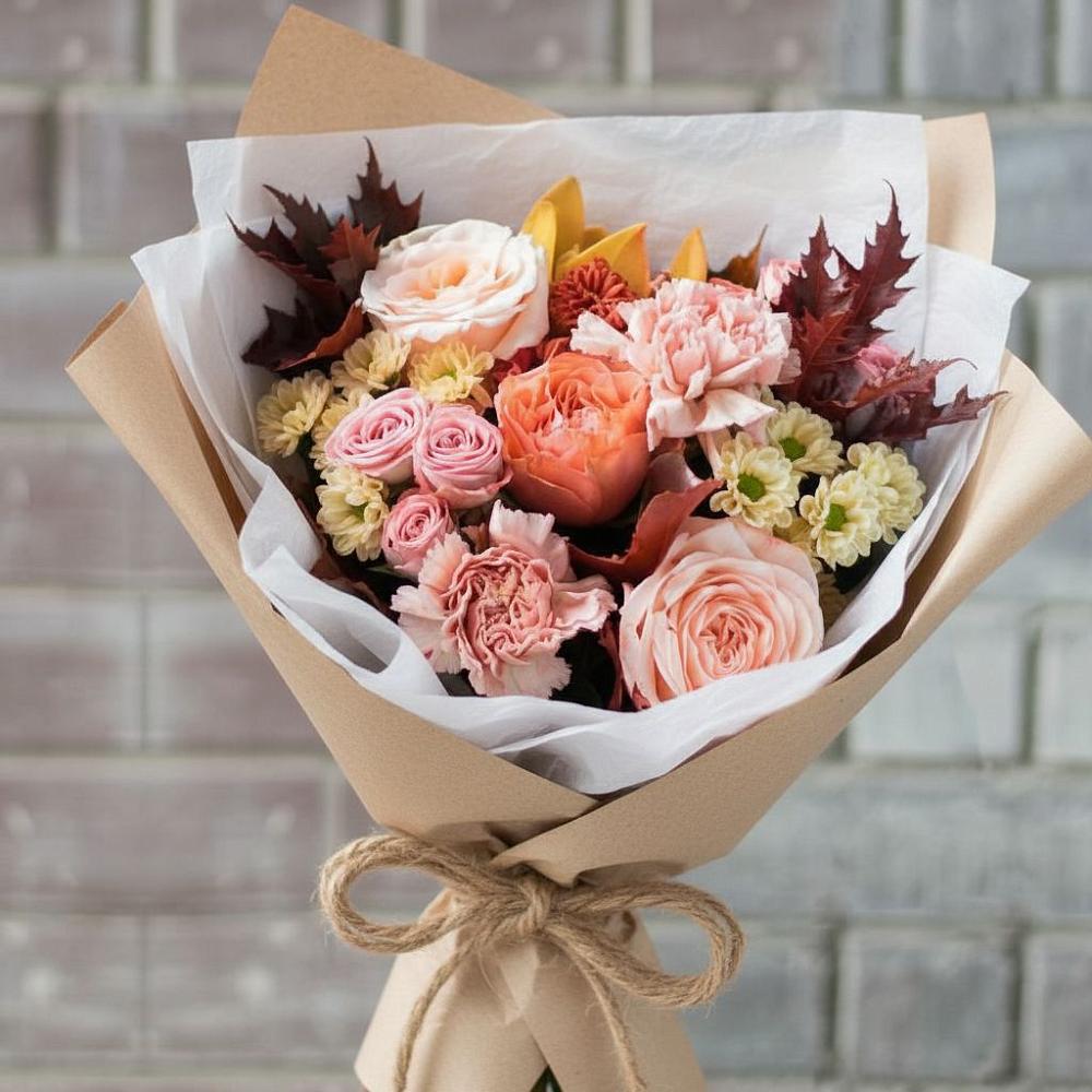 Букет цветов из: Гвоздики, Хризантемы и Розы в Койгородке