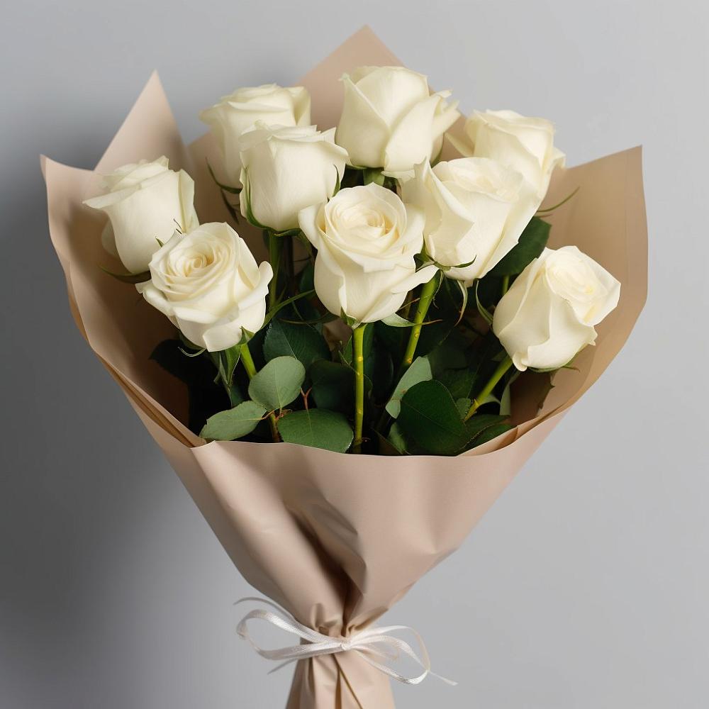 Букет 9 Белых роз Эдлесс Лав в Койгородке