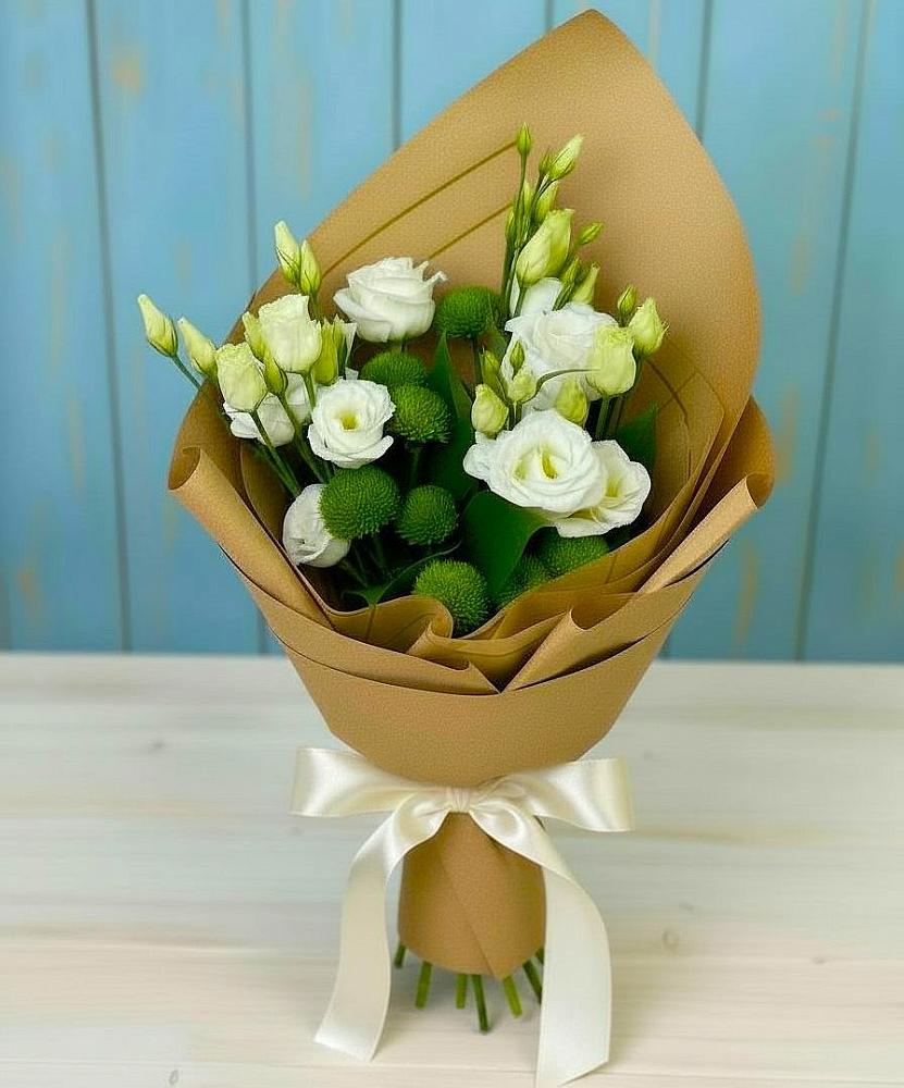 Букет цветов из: Хризантемы и Лизиантусы в Койгородке