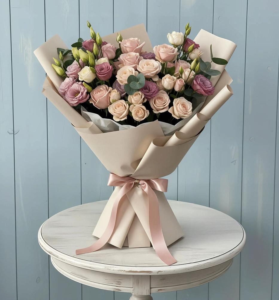 Букет цветов из: Розы и Лизиантусы в Койгородке