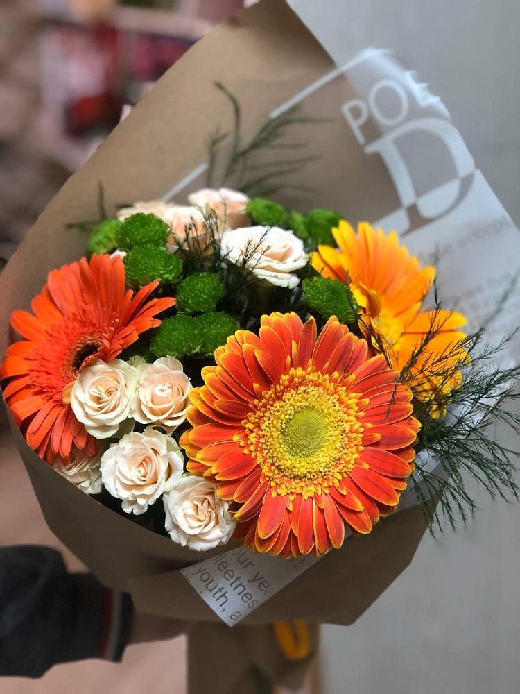 Букет цветов из: Герберы, Хризантемы и Розы в Койгородке